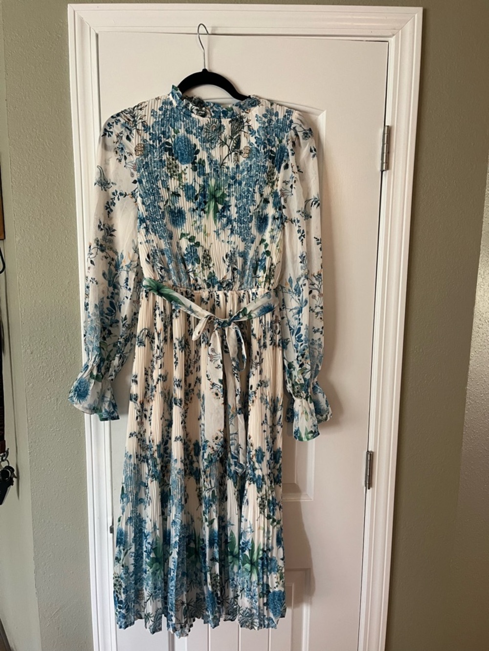 Vici Blue and White Floral Smocked Maxi Dress
